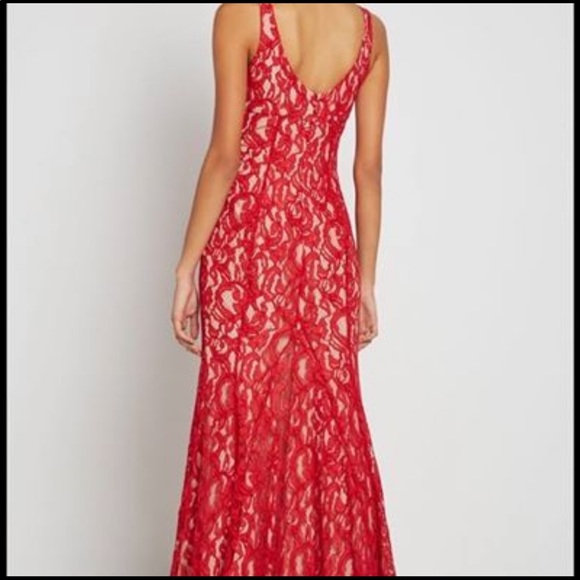 Red BCBG “Godets” Lace Dress - Picture 3 of 3
